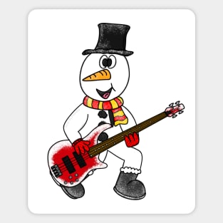 Christmas Bassist Snowman Playing Bass Guitar Xmas 2022 Magnet